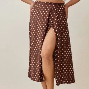 Reformation Betty Wrap Skirt - Au Lait Polka Dots, Size 2